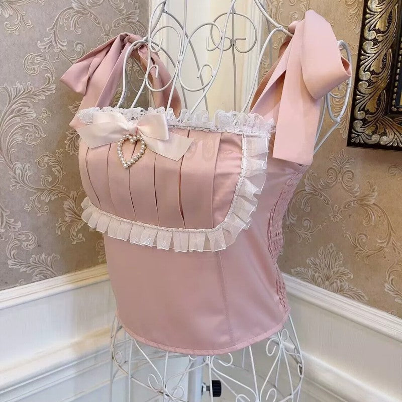 Bow Tie Pearl Heart Top   HA1828