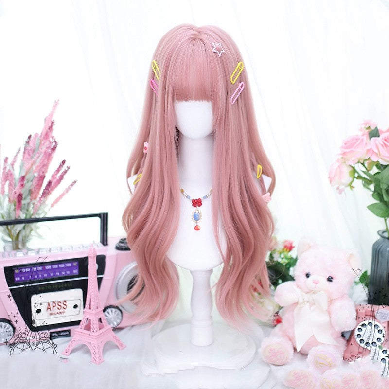 Lnternet celebrity pink girl long curly wig   HA2026