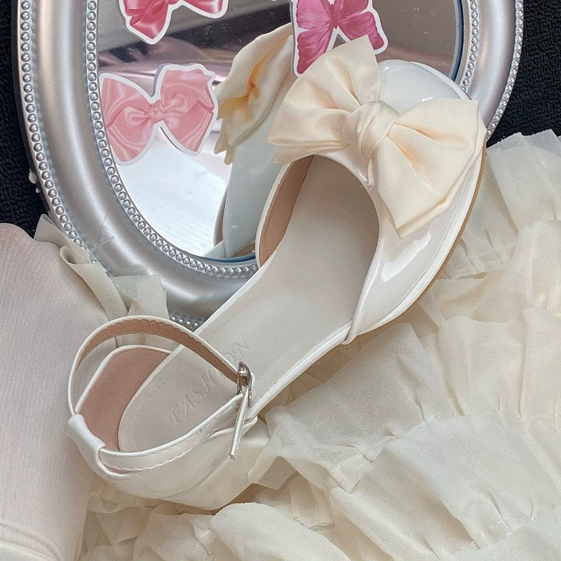 Sweet Bow Chunky Heel Mary Jane Shoes    HA1938