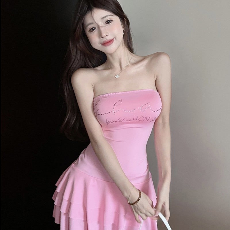 Pink tube top cake skirt HA2067