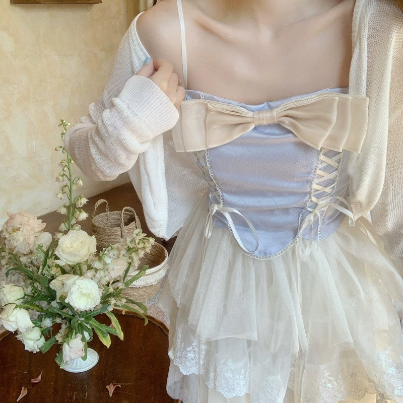 Bowknot mesh dress   HA1952