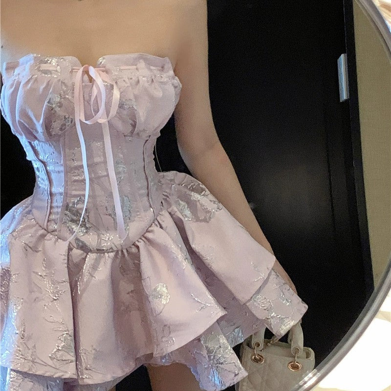 Slim Fit Jacquard Ruffle Dress HA2118
