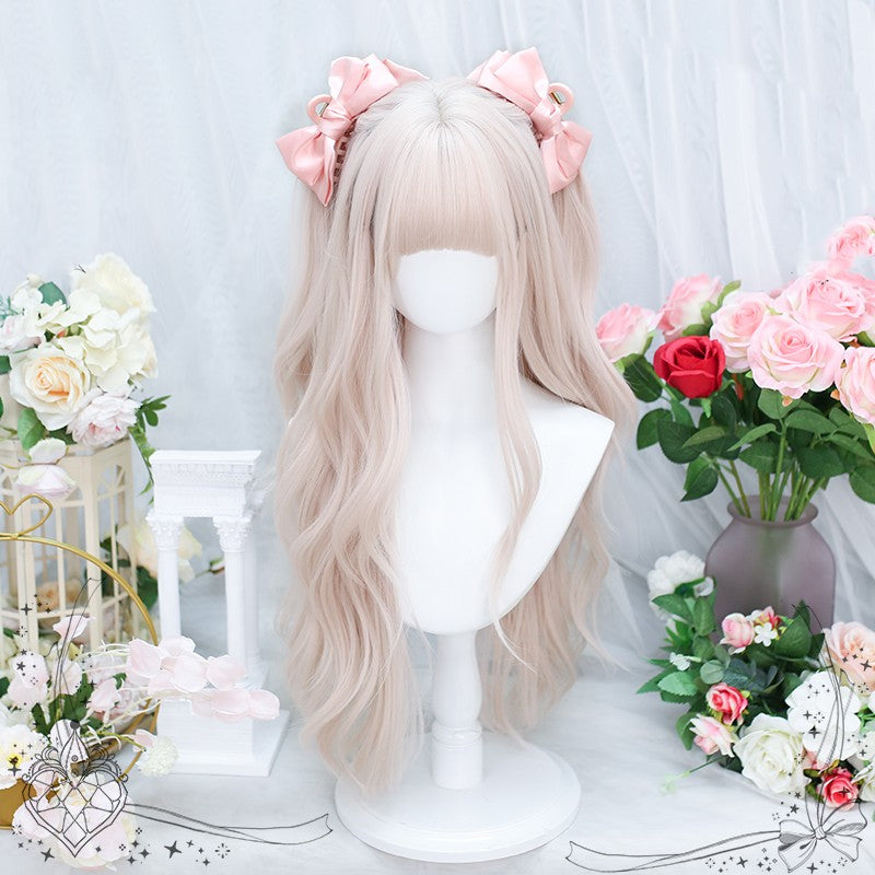 Pink natural long curly wig   HA1835