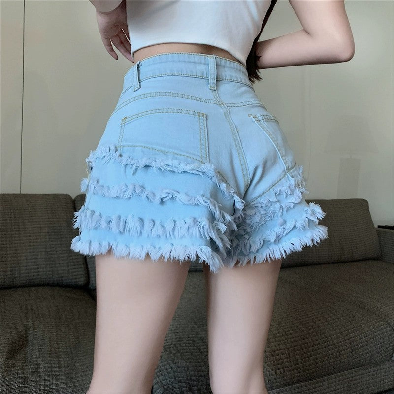 High waist denim shorts HA2041