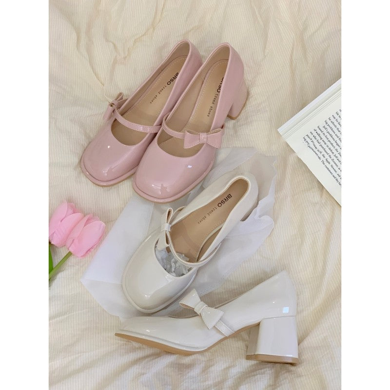 Round toe bow high heels   HA1856