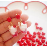 Strawberry Mousse Ice Cream Silver Earrings Ear Clips  HA2031