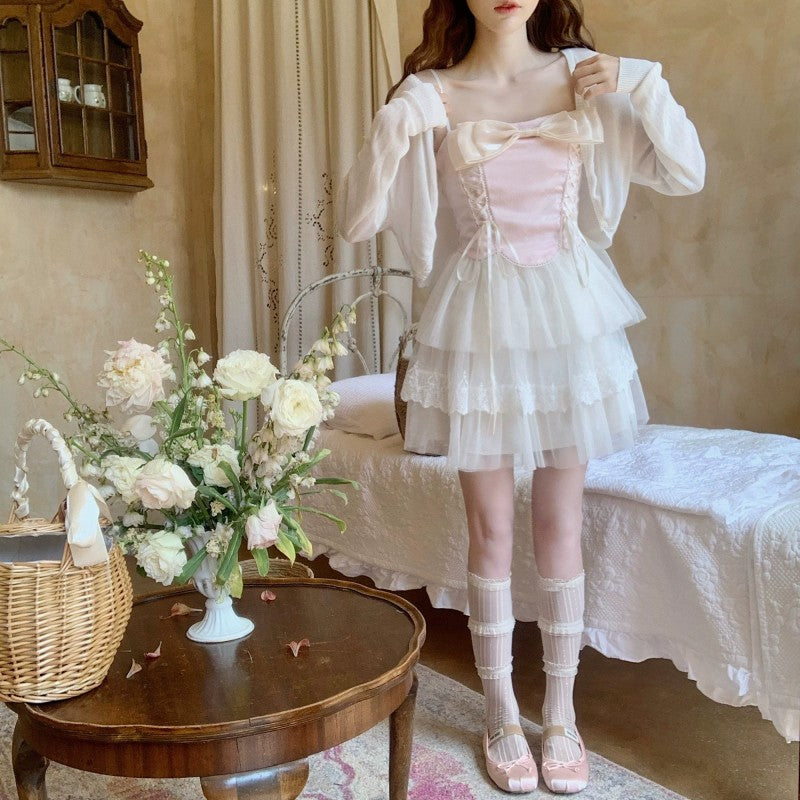 Bowknot mesh dress   HA1952