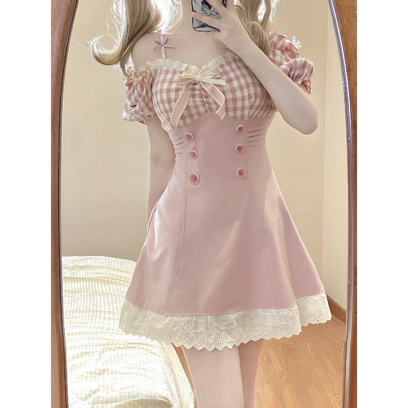 Sweet Pink One Shoulder Dress HA1889