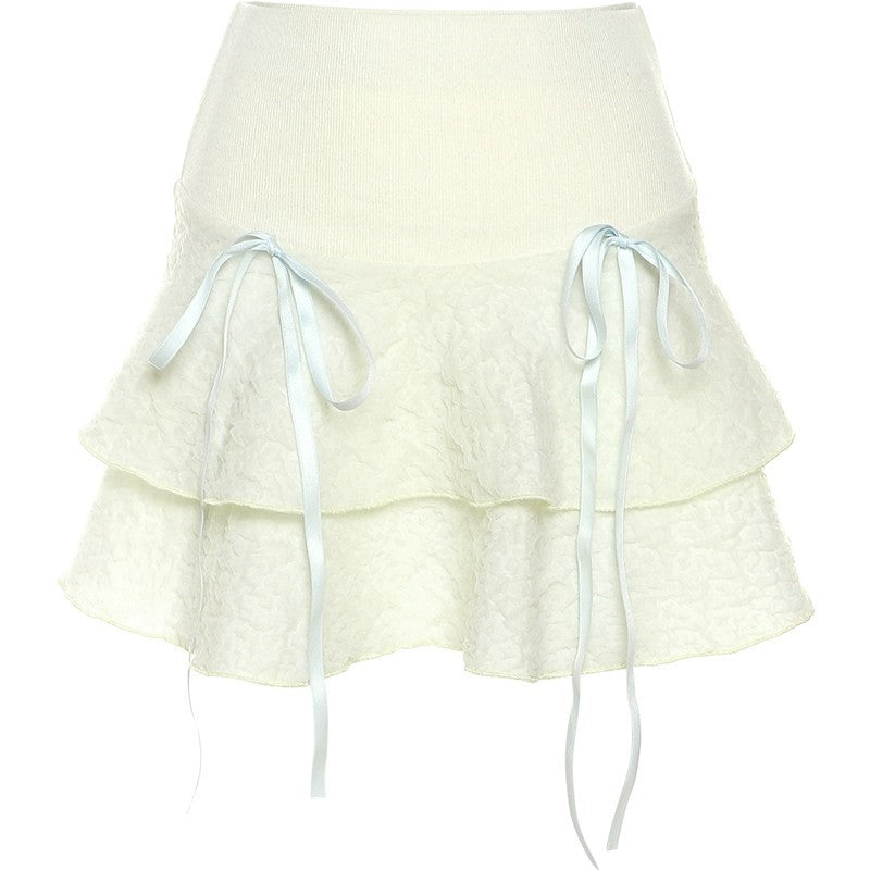 Cute soft girl cream color high waist skirt HA1877