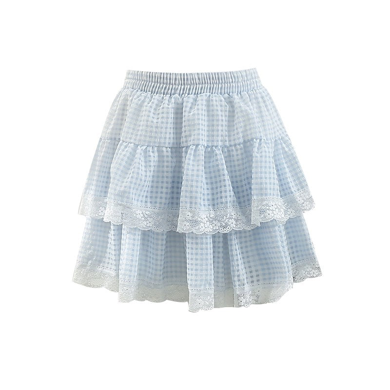 Sweet Lace Check Skirt HA1858