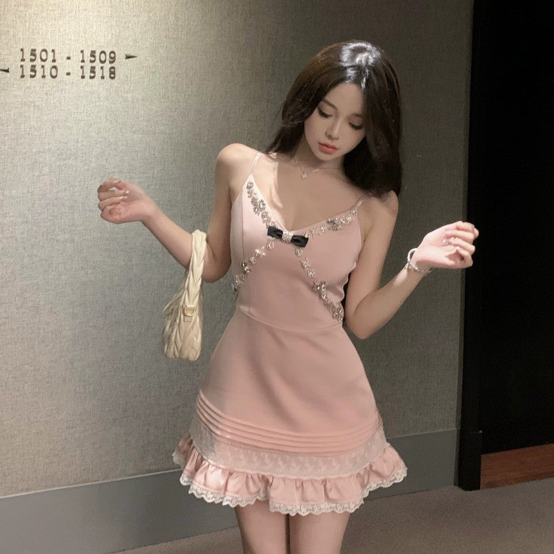 Satin Rhinestone Slip Dress HA1974