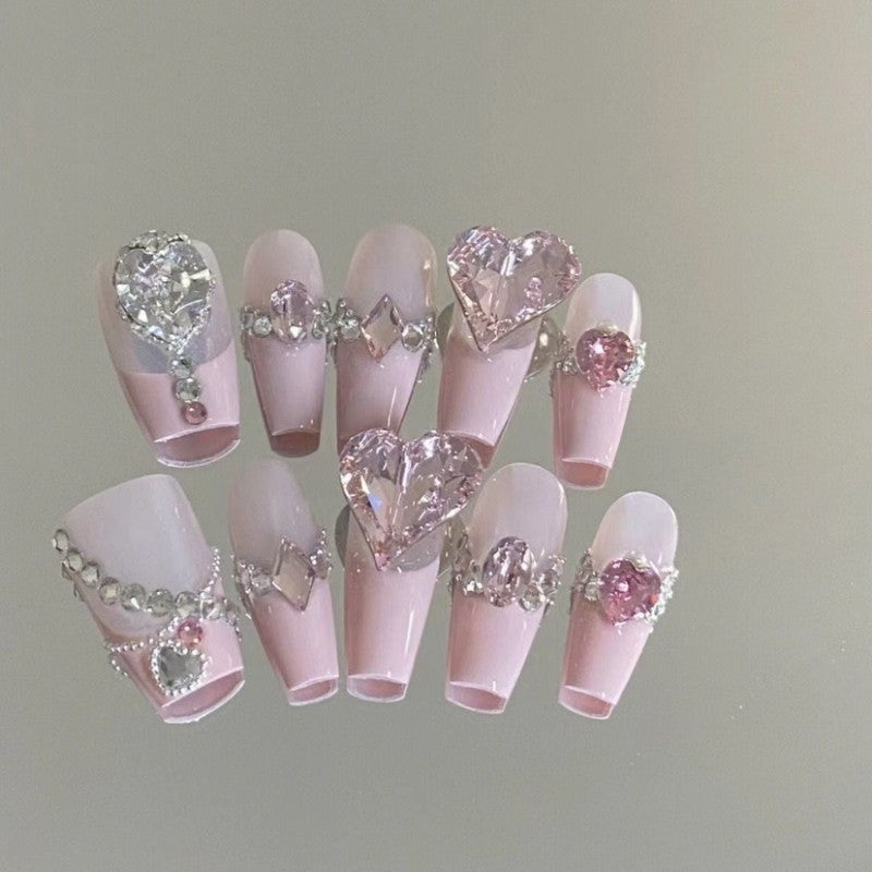 Light pink princess diamond nail art   HA1922