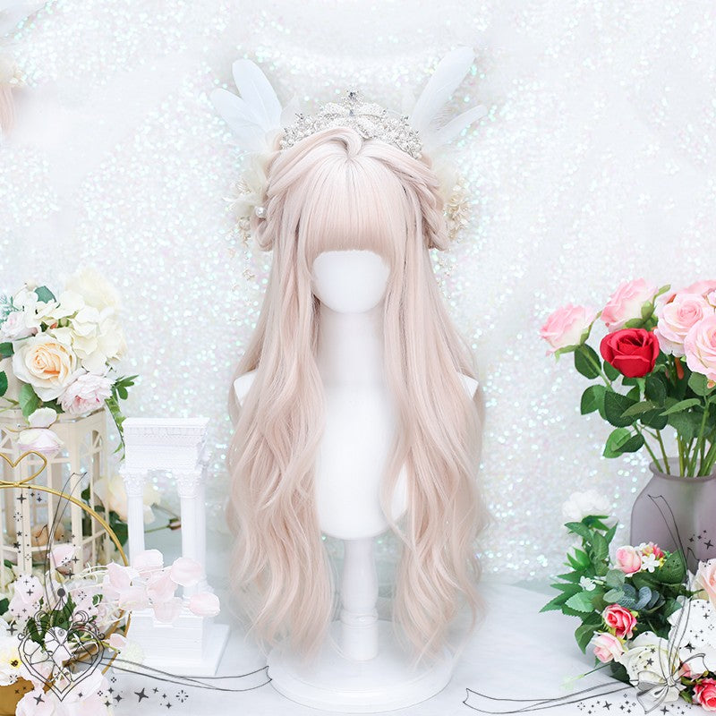 Pink natural long curly wig   HA1835