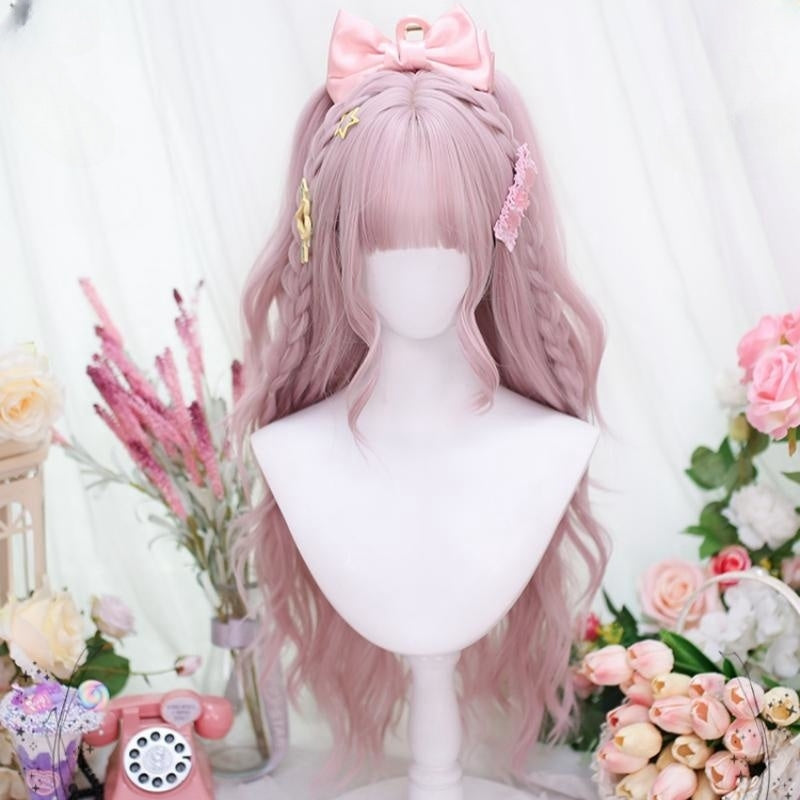 Peach bobo powder long wig   HA2184