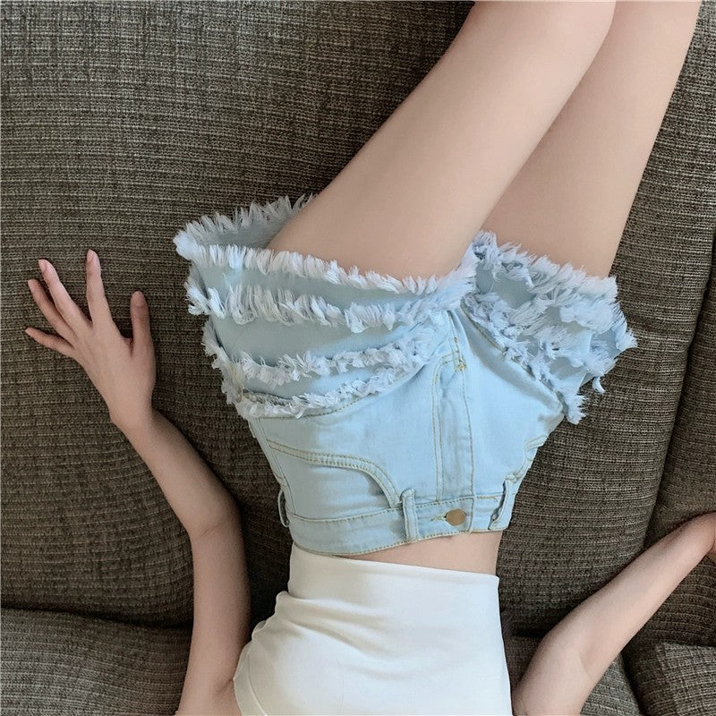 High waist denim shorts HA2041