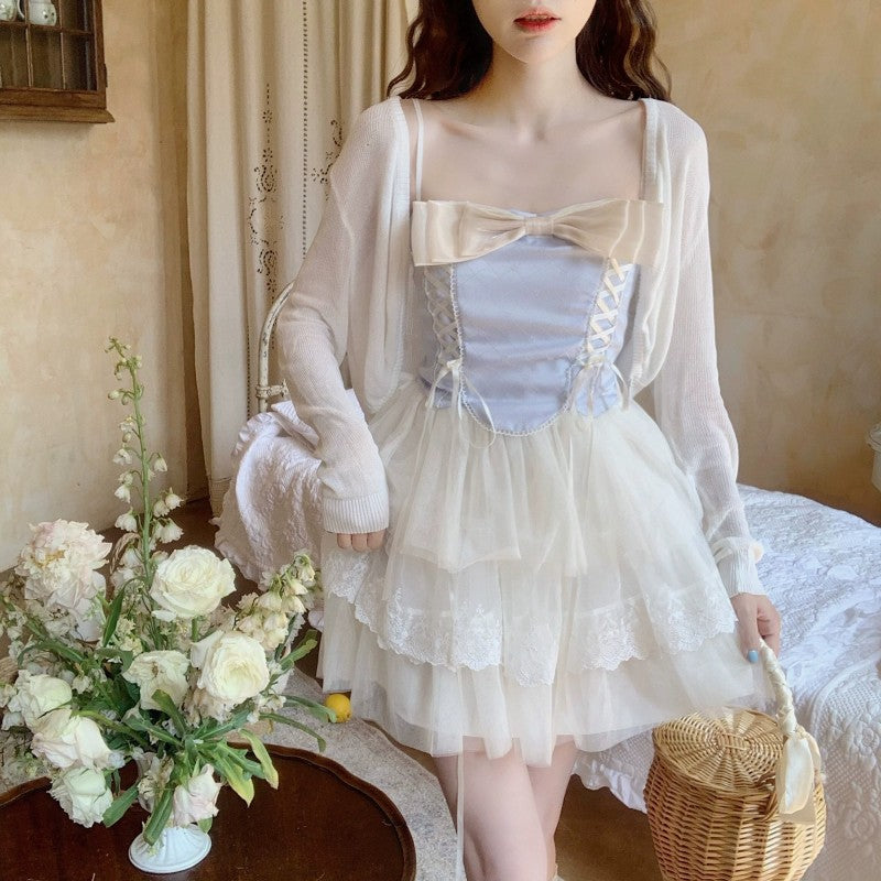 Bowknot mesh dress   HA1952