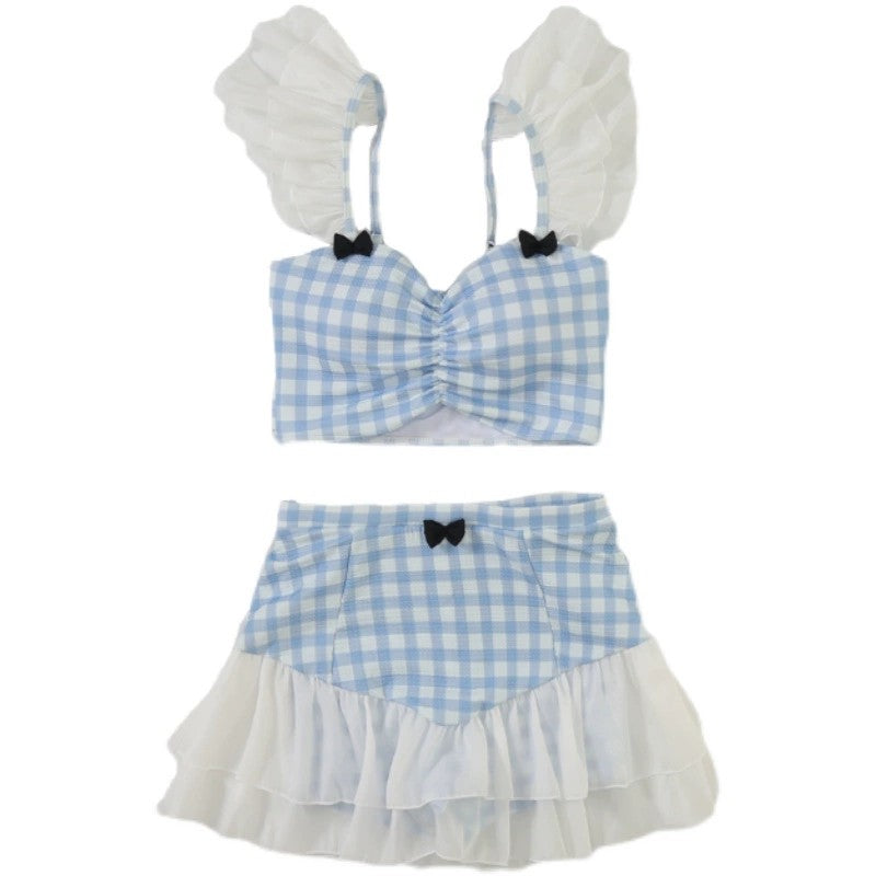 Girl students' plaid split skirt HA1798