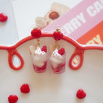 Strawberry Mousse Ice Cream Silver Earrings Ear Clips  HA2031