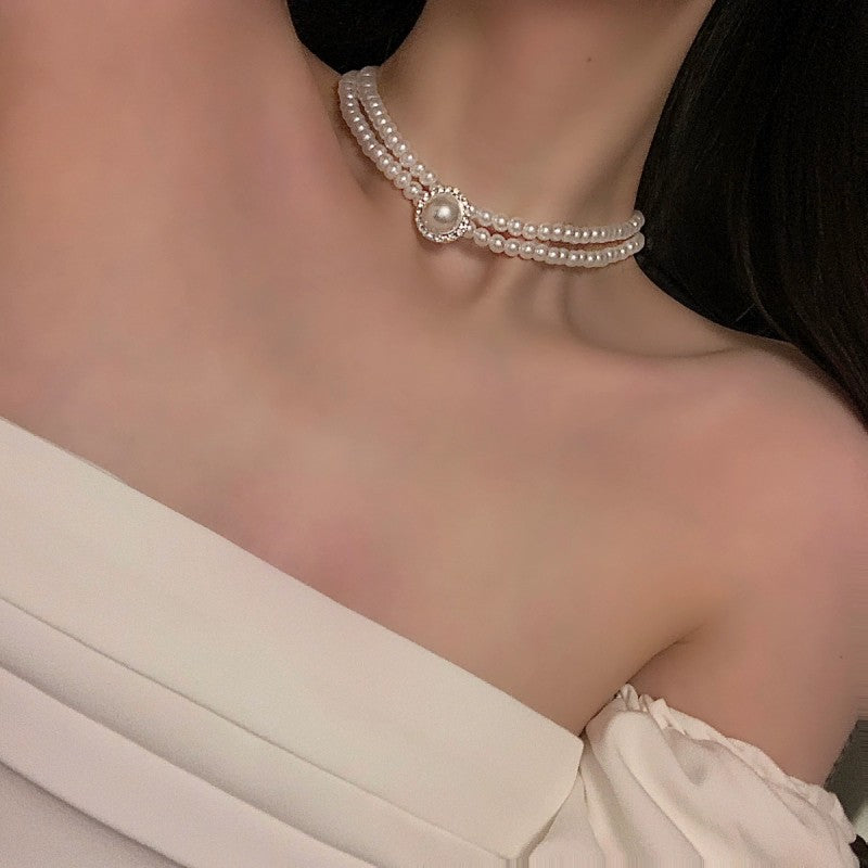 Double Pearl Necklace   HA1820