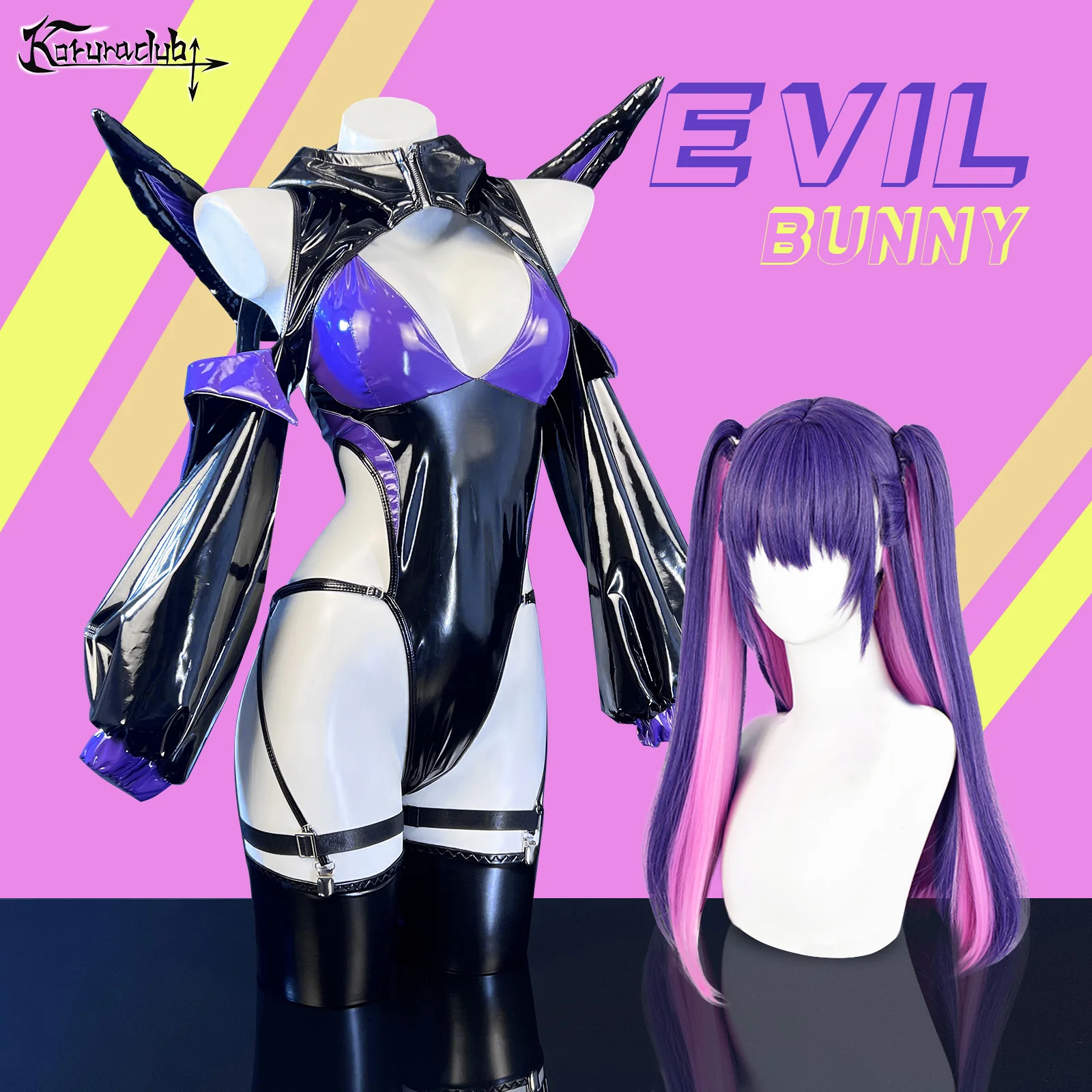 Black and Purple Cosplay Evil Bunny Lingerie KO50-Z
