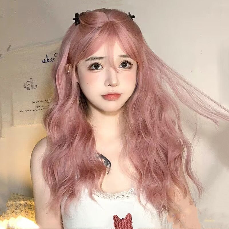 Daily gray pink long curly hair HA1654