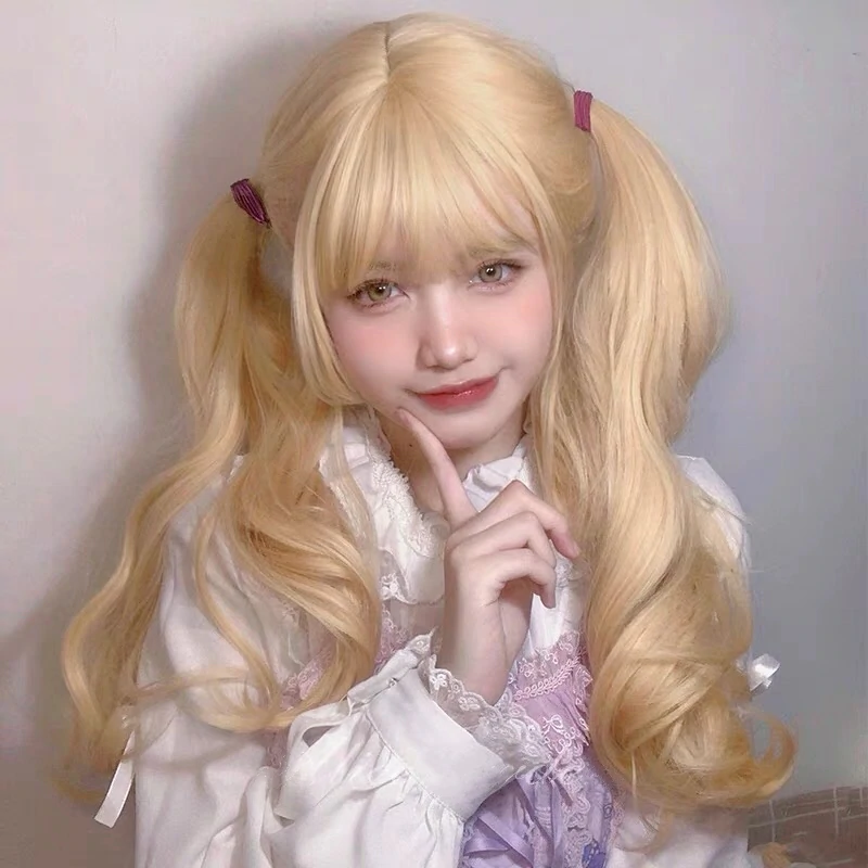 Golden Long Curly Wig HA0225