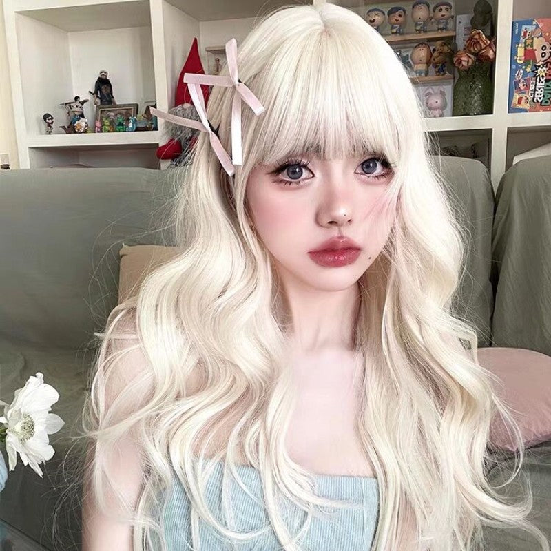 Platinum big wave long curly wig   HA1691