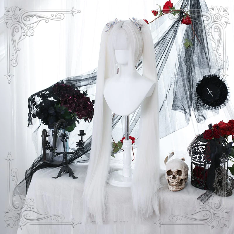 White Extra Long Double Ponytail Wig   HA1168