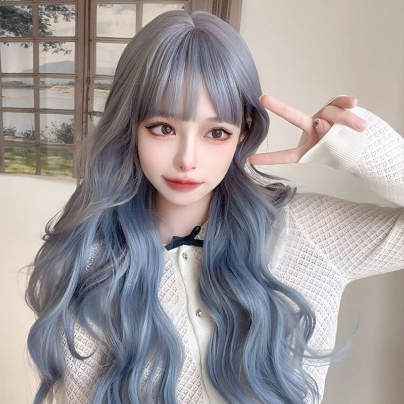 Natural bangs trim face long curly hair HA1620