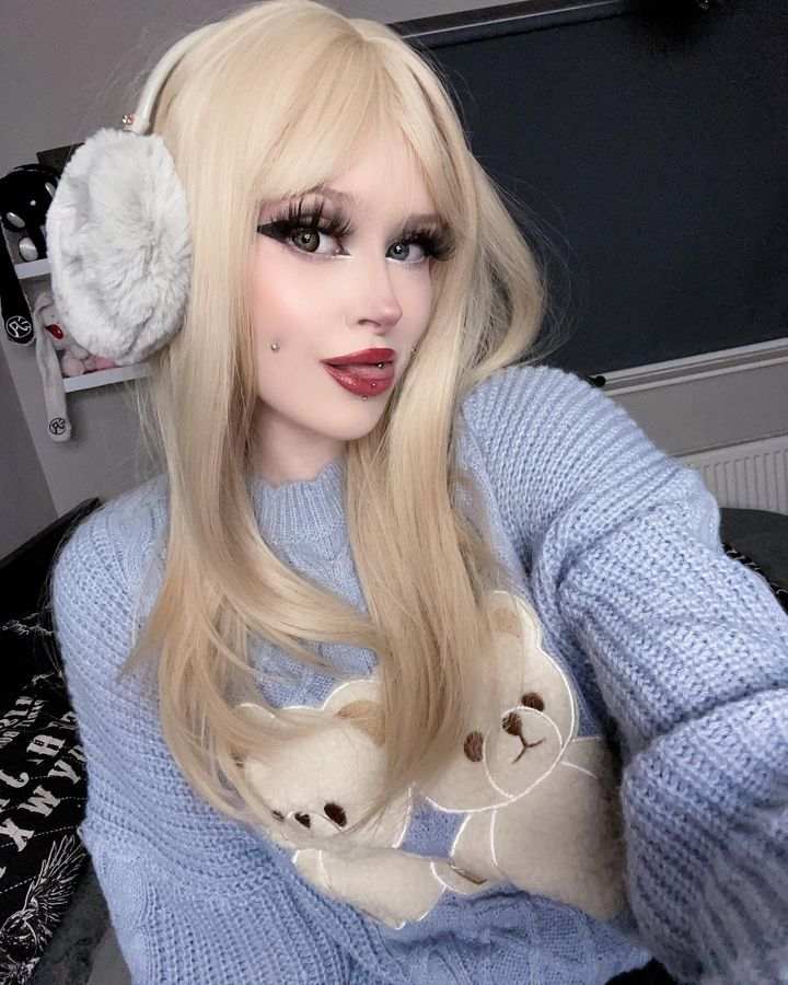 Blonde natural fluffy straight hair HA0070