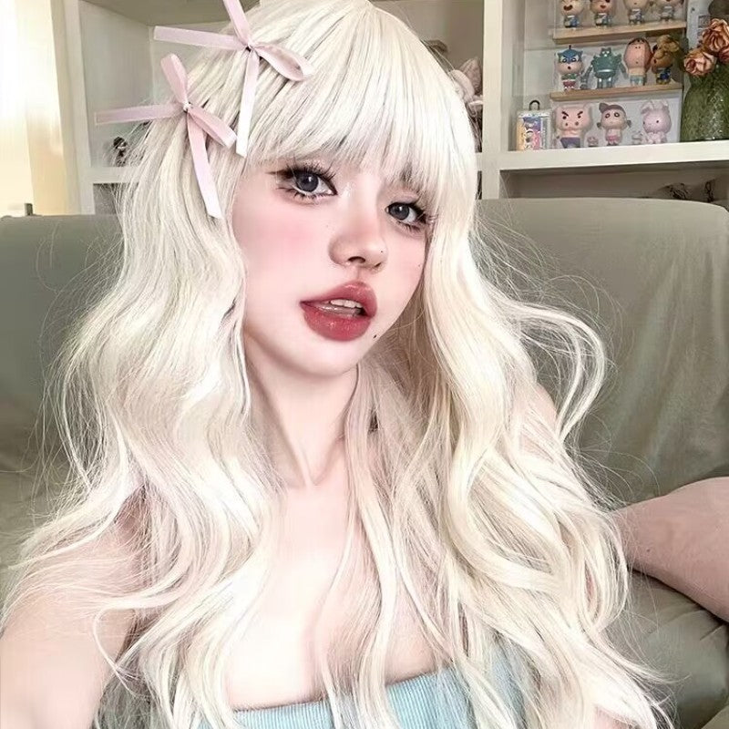 Platinum big wave long curly wig   HA1691