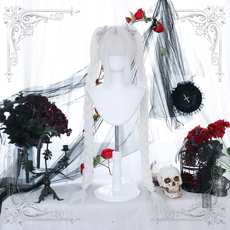 White Extra Long Double Ponytail Wig   HA1168