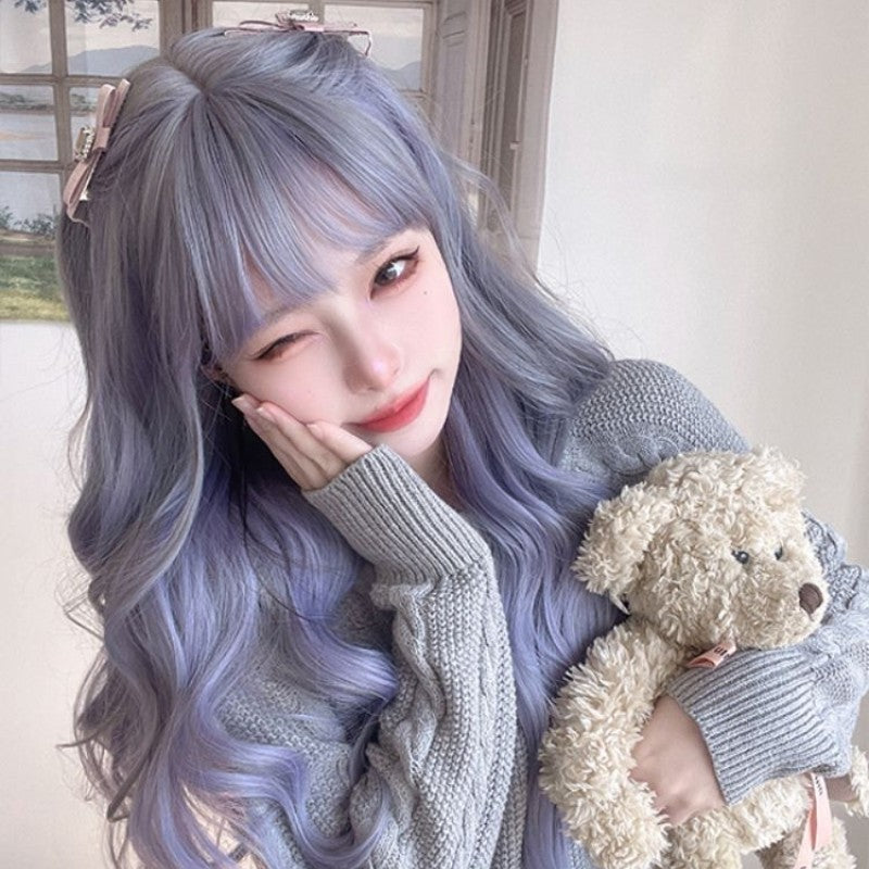 Natural bangs trim face long curly hair HA1620