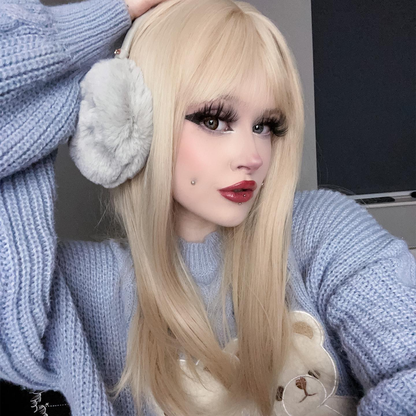 Blonde natural fluffy straight hair HA0070