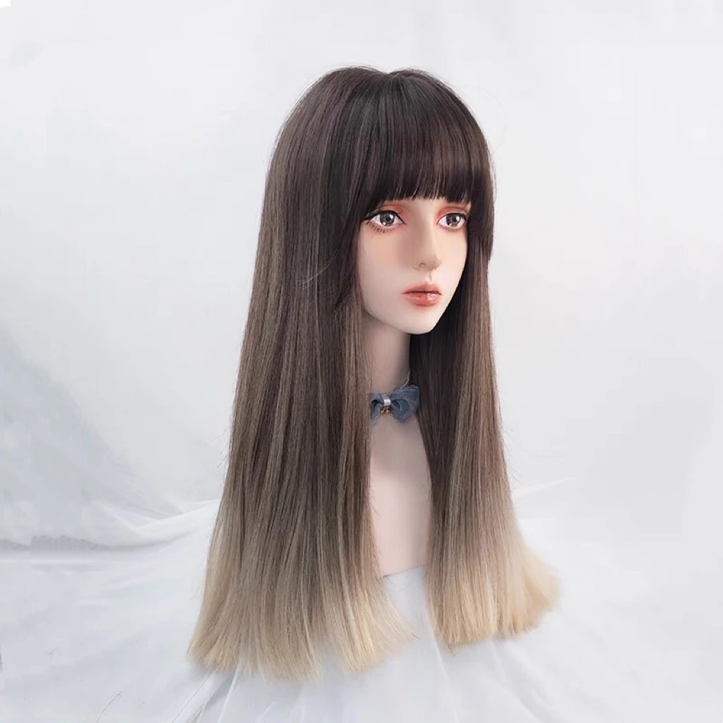 Milk tea brown gradient cute long hair HA0051