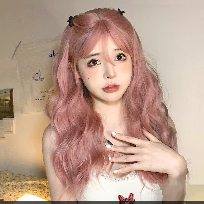 Daily gray pink long curly hair HA1654