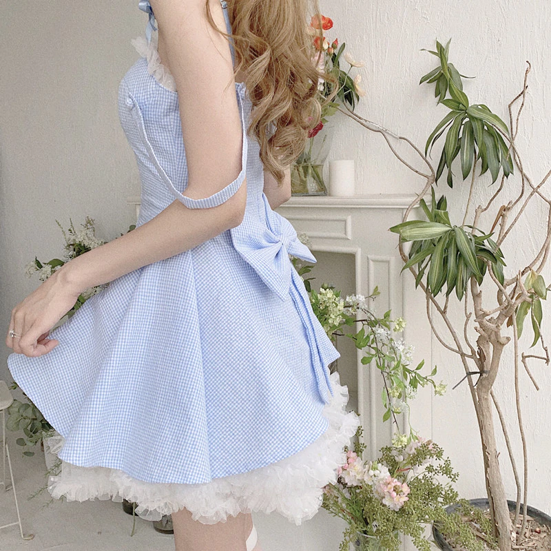 First love sweet v-neck blue dress   HA0375