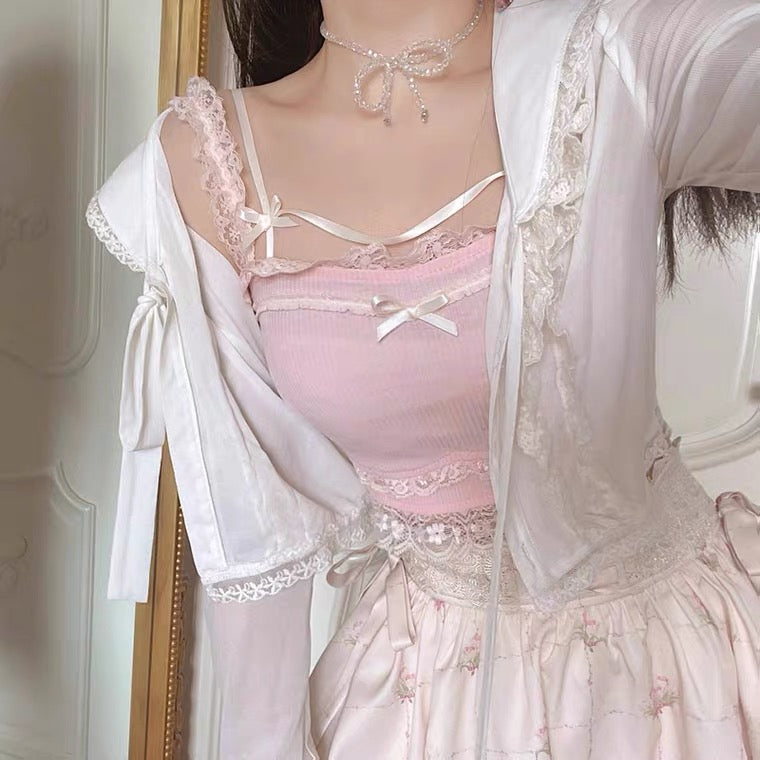 Bow Knot White Camisole  HA0626