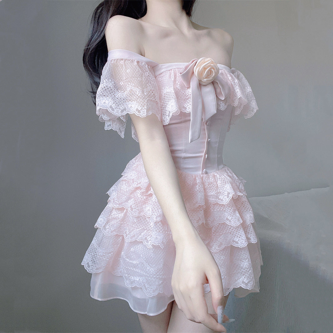 Pink Ruffle Puff Dress  HA0892