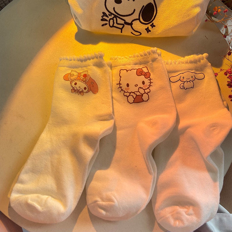 Cartoon white socks pure cotton HA1111