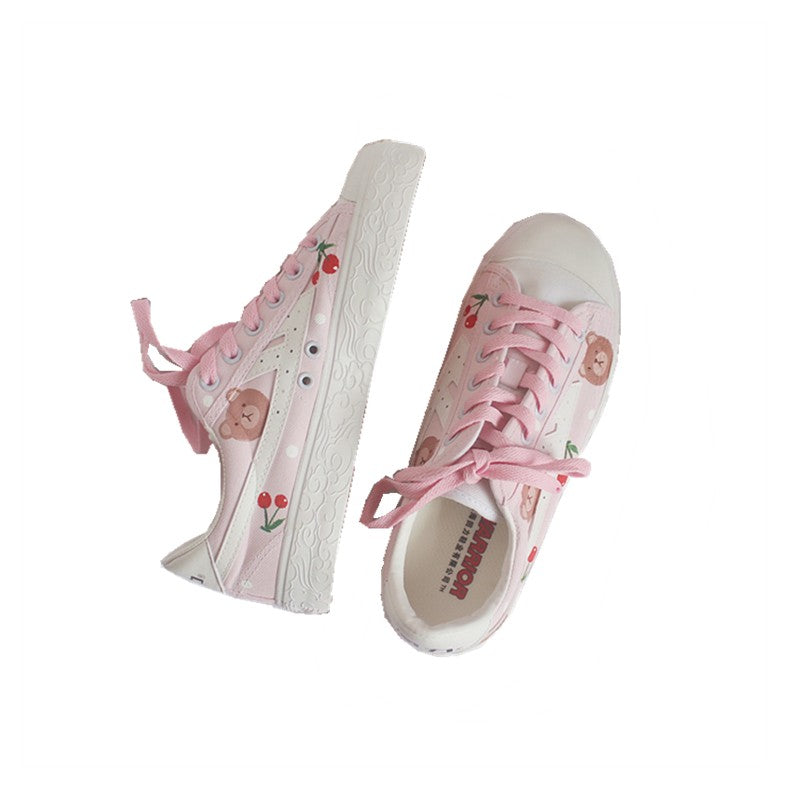 Sakura pink cute bear canvas shoes HA1279