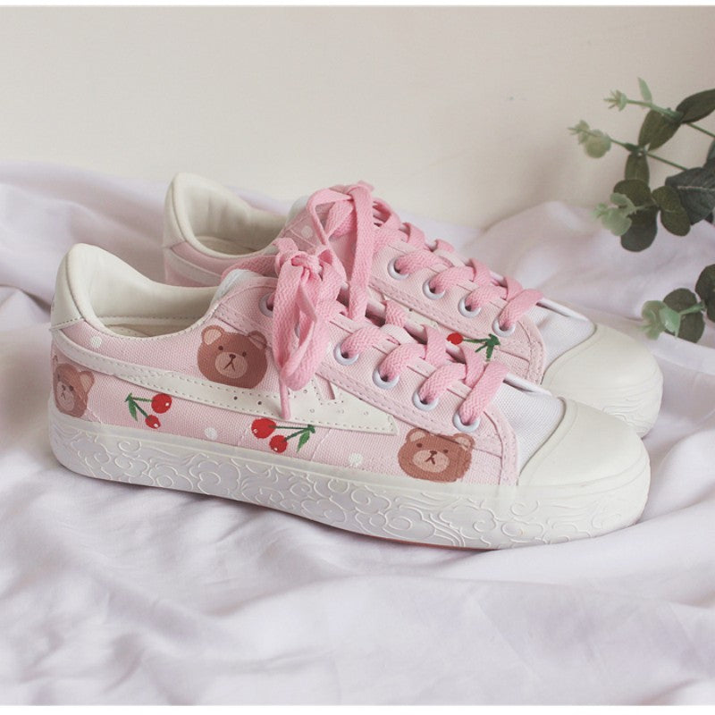 Sakura pink cute bear canvas shoes HA1279