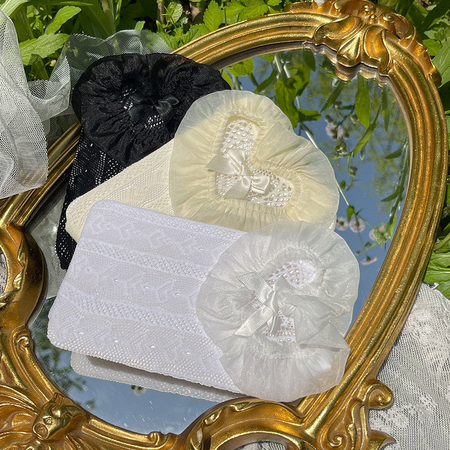 Elegant three-dimensional love bow mid-tube pile socks  HA1139