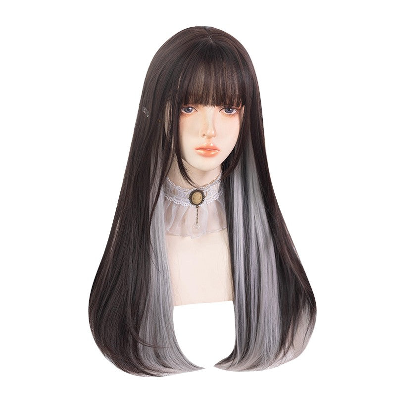 Hanging ear dyed two-color cos long straight hair   HA1245