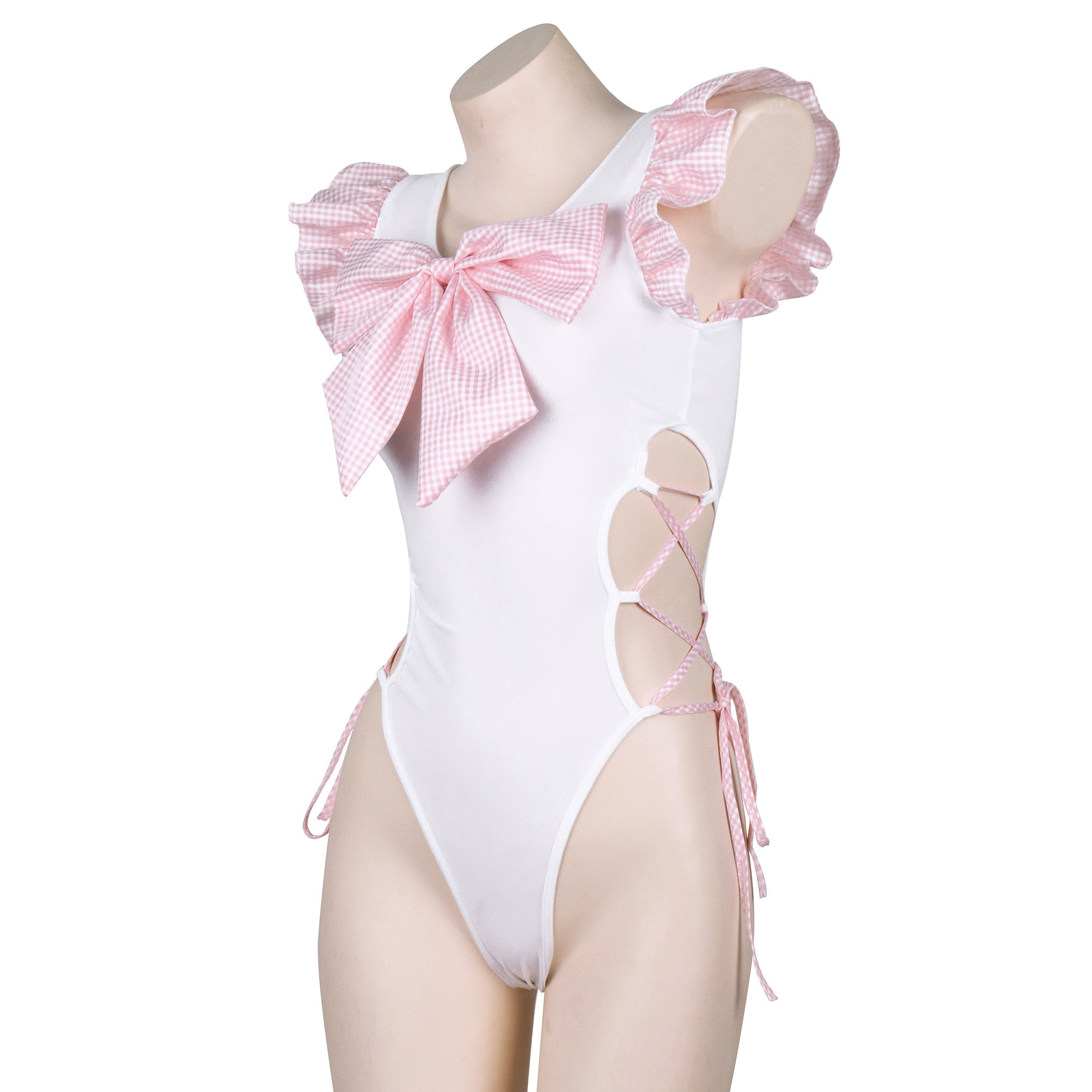 Pink Plaid Big Bow Swimsuit HA0881