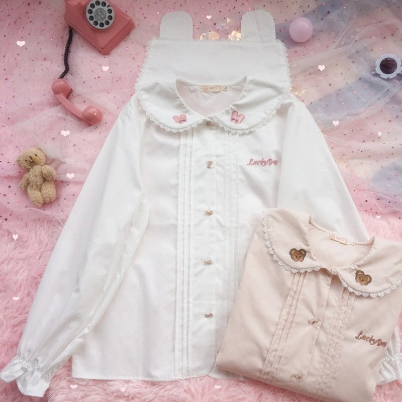 Cute Lace Doll Collar Long Sleeve Shirt HA1273