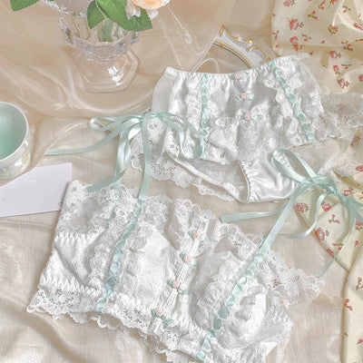 Ribbon Lace Floral Bra   HA0362