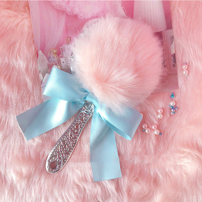 Cute plush bow holding makeup mirror HA0861