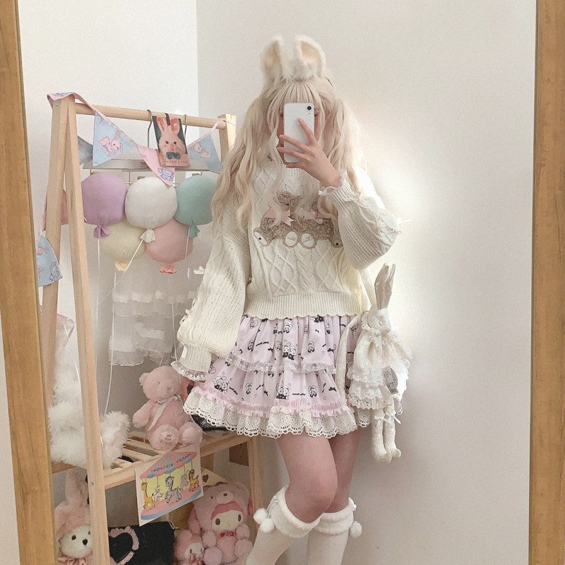 Bear Plush Bow Knot Sweater   HA1527