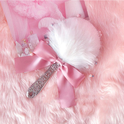 Cute plush bow holding makeup mirror HA0861
